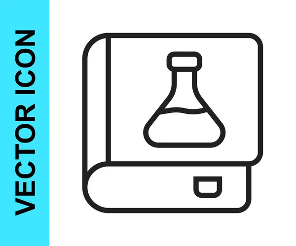 Zwarte lijn Chemie boek pictogram geïsoleerd op witte achtergrond. Vector — Stockvector