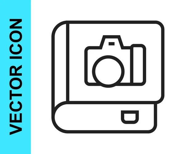 Línea negra Icono de galería de álbumes de fotos aislado sobre fondo blanco. Vector — Vector de stock