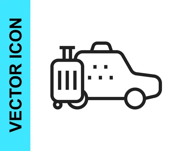 Zwarte lijn Taxi auto pictogram geïsoleerd op witte achtergrond. Vector — Stockvector