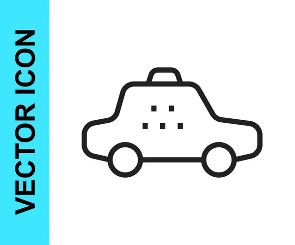 Zwarte lijn Taxi auto pictogram geïsoleerd op witte achtergrond. Vector — Stockvector