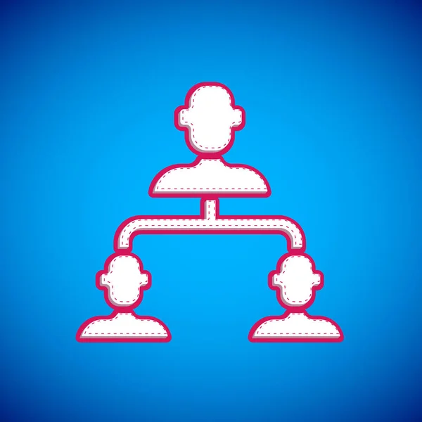 White Business hierarki organogram diagram infographics ikon isolerad på blå bakgrund. Företagens organisationsstruktur grafiska element. Vektor — Stock vektor