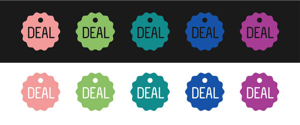 Установите значок сделки, выделенный на черно-белом фоне. Вектор