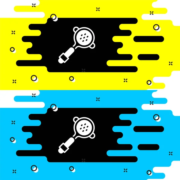 Icono del portafiltros White Coffee aislado sobre fondo negro. Vector — Archivo Imágenes Vectoriales
