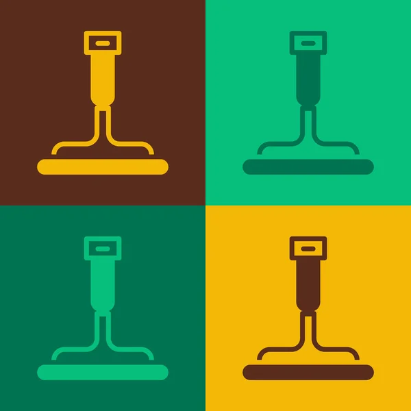 Pop Art Reinigungsservice mit Gummireiniger für Fenster Icon isoliert auf farbigem Hintergrund. Quetsche, Schaber, Scheibenwischer. Vektor — Stockvektor