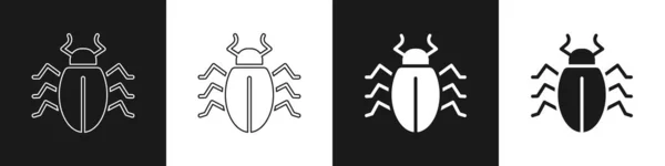 Set Colorado Beetle Symbol isoliert auf schwarzem und weißem Hintergrund. Vektor — Stockvektor