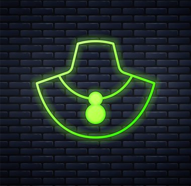 Manken ikonunda parlayan neon kolye tuğla duvar arkasında izole edilmiş. Vektör