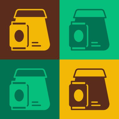 Pop Art Online sipariş ve fast food dağıtım ikonu renkli arka planda izole edildi. Vektör