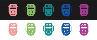 Yapay zeka robot simgesini siyah beyaz arkaplanda izole et. Makine öğrenme, bulut hesaplama. Vektör