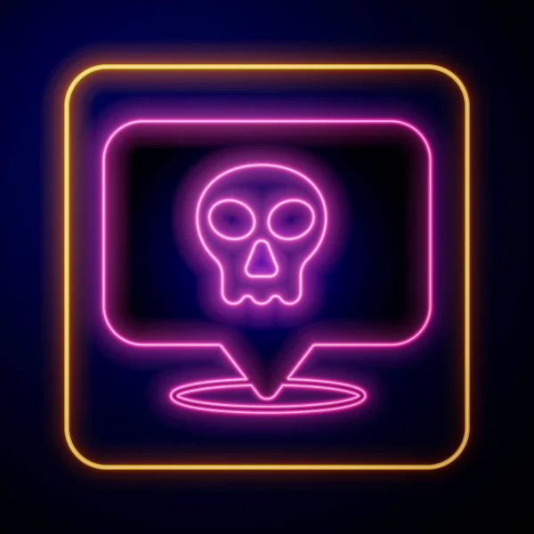 Glödande neon Skull ikon isolerad på svart bakgrund. Glad halloweenfest. Vektor — Stock vektor