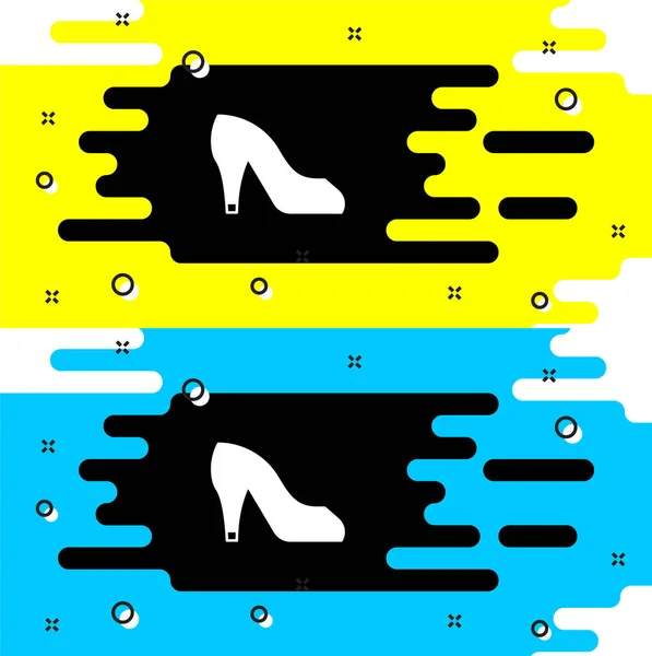 Fehér nő cipő magas sarkú ikon elszigetelt fekete háttérrel. Vektor — Stock Vector