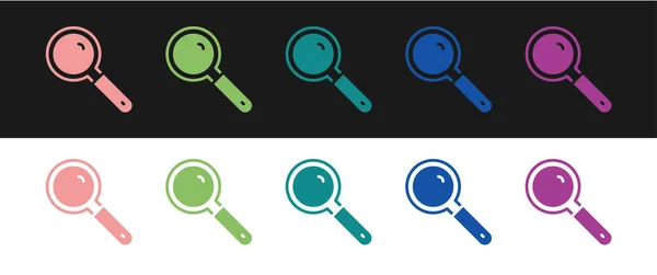 Set Magnifying glass icon isolated on black and white background. Search, focus, zoom, business symbol. Vector — Stock Vector