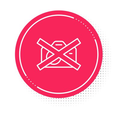 Beyaz çizgi yasaklama işareti beyaz arkaplanda izole edilmiş hiçbir video kayıt simgesi yok. Kırmızı daire düğmesi. Vektör