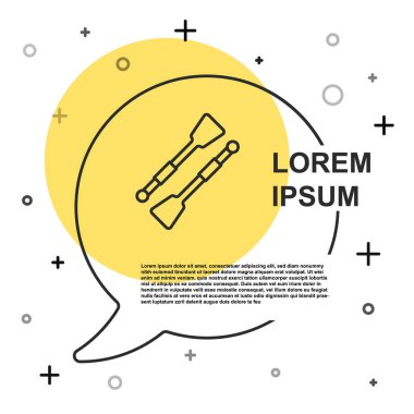 Siyah çizgi kürekler veya kürekler beyaz arkaplanda izole edilmiş tekne simgesi. Rastgele dinamik şekiller. Vektör