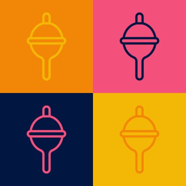 Pop sanat serisi Balıkçılık şamandırası renk arkaplanında izole edilmiş. Balık oltası. Vektör