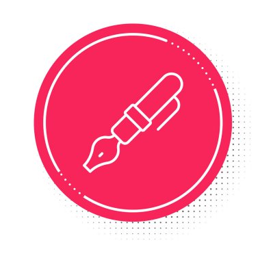 Beyaz çizgi Çeşme kalem ucu simgesi beyaz arkaplanda izole edildi. Kalem aleti işareti. Kırmızı daire düğmesi. Vektör