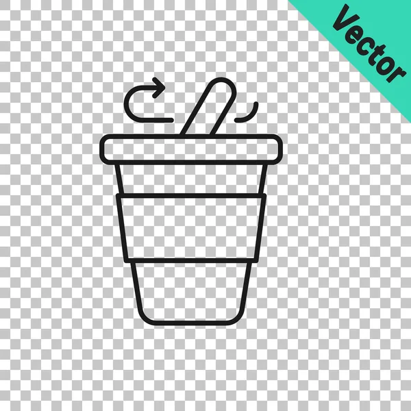 Línea negra Taza de café para ir icono aislado sobre fondo transparente. Vector — Vector de stock