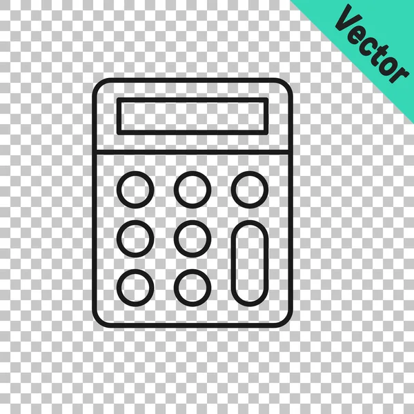 Icono de la calculadora de línea negra aislado sobre fondo transparente. Símbolo contable. Cálculos de negocio matemáticas educación y finanzas. Vector — Vector de stock