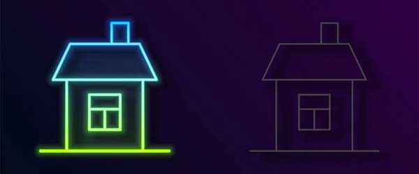 Glödande neon line hus ikon isolerad på svart bakgrund. Hemsymbol. Vektor — Stock vektor