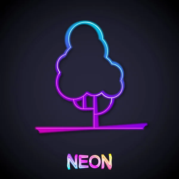 Glowing neon line ikon pohon Buah terisolasi pada latar belakang hitam. Tanaman pertanian. Produk pertanian organik. Kebun buah. Tema berkebun. Vektor - Stok Vektor