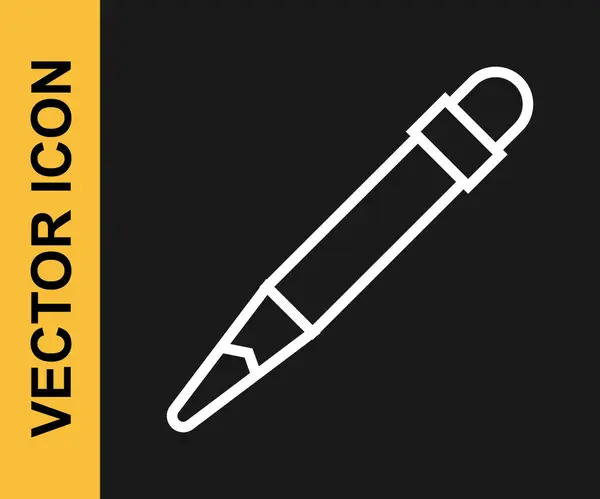 화이트 라인 연필 과 에어리어 아이콘 이 검은 배경에서 분리되어 있습니다. 그림그리기 와 교육 도구. 학교 사무실의 상징. Vector — 스톡 벡터