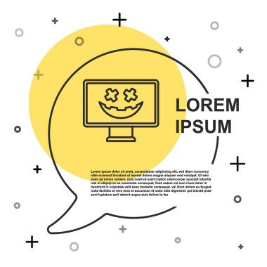 Siyah çizgi Mutlu Cadılar Bayramı ikonu beyaz arka planda izole. Rastgele dinamik şekiller. Vektör