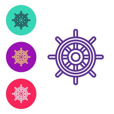 Gemi direksiyon simgesini beyaz arkaplanda izole et. Simgeleri renklendirin. Vektör