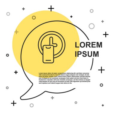 Siyah çizgi, beyaz arkaplanda izole edilmiş saat teslim ikonu. Rastgele dinamik şekiller. Vektör