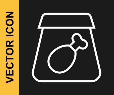 White Line Online sipariş veriyor ve fast food siparişi veriyor. Siyah arka planda yemek ikonu var. Vektör