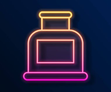 Parlayan neon hattı Inkwell simgesi siyah arkaplanda izole edildi. Vektör