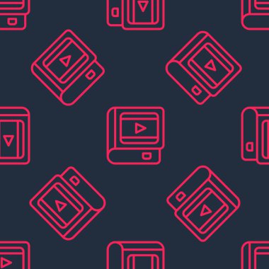 Sinema ikonu hakkındaki kırmızı çizgi kitabı siyah arka planda izole edilmiş kusursuz desen. Vektör