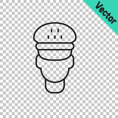 Siyah çizgi taksi sürücüsü simgesi şeffaf arkaplanda izole edildi. Vektör
