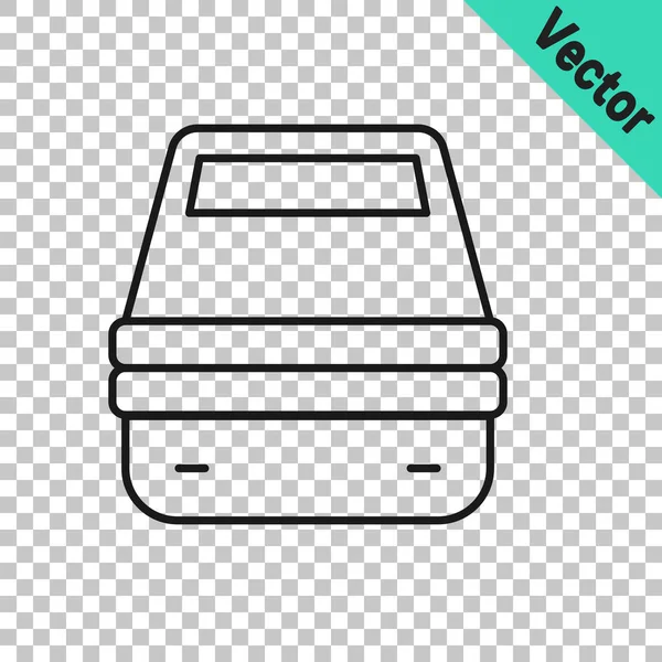 Svart linje Lunch box ikon isolerad på transparent bakgrund. Vektor — Stock vektor