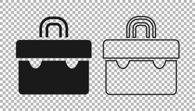 Siyah Evrak Çantası simgesi şeffaf arkaplanda izole edildi. İş ilanı. İş portföyü. Vektör