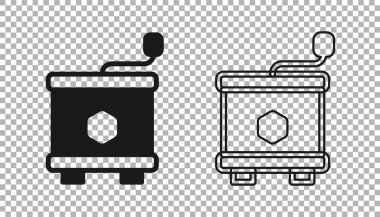 Siyah Bal çıkarıcı simgesi şeffaf arkaplanda izole edildi. Balpeteklerinden bal çıkarmak için mekanik bir cihaz. Vektör