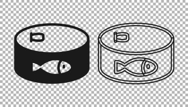 Şeffaf arkaplanda siyah balık ikonu izole edildi. Vektör