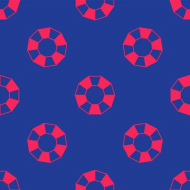 Kırmızı Elmas simgesi mavi arkaplanda izole edilmiş. Mücevher sembolü. Mücevher taşı. Vektör