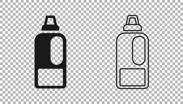 Schwarze Plastikflasche für Waschmittel, Bleichmittel, Spülmittel oder ein anderes Putzmittel, isoliert auf transparentem Hintergrund. Vektor — Stockvektor