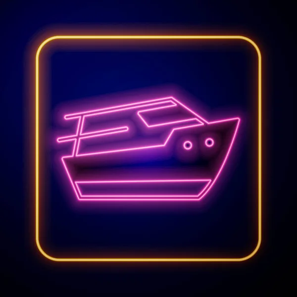 Glödande neon Speedboat ikon isolerad på svart bakgrund. Vektor — Stock vektor