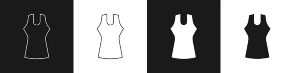 Set Mujer icono de vestido aislado sobre fondo blanco y negro. Señal de ropa. Vector — Archivo Imágenes Vectoriales