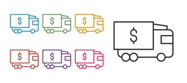 Beyaz arkaplanda zırhlı araç simgesi izole edildi. Simgeleri renklendirin. Vektör