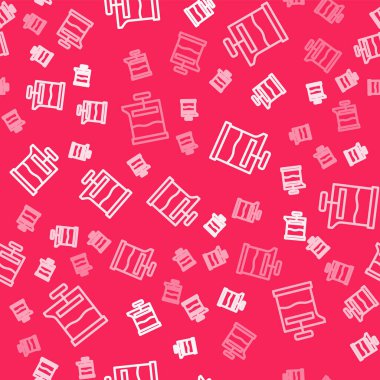 Beyaz çizgi Fransız basın ikonu, kırmızı arkaplanda kusursuz desen izole etti. Vektör