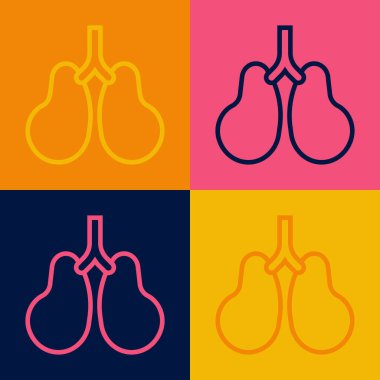 Pop Art Line Ciğerleri simgesi renk arkaplanında izole edildi. Vektör