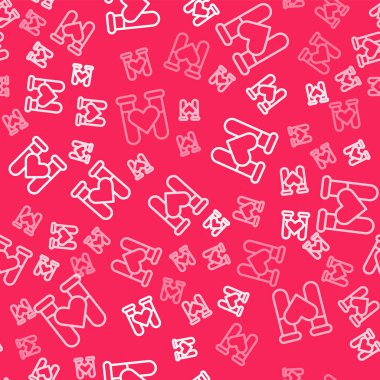 Beyaz çizgi test tüpü ya da kan ikonlu matara kırmızı arka planda izole edilmiş pürüzsüz desen. Laboratuvar, kimyasal, bilimsel cam levha. Vektör