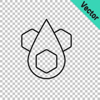 Siyah çizgi bal peteği simgesi şeffaf arkaplanda izole edildi. Bal hücrelerinin sembolü. Tatlı doğal yemek. Vektör