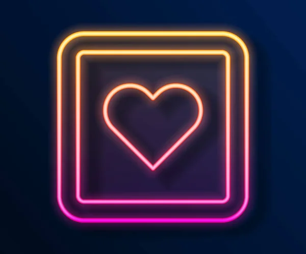 Zářící neonová čára jako ikona srdce izolovaná na černém pozadí. Ikona oznámení čítače Následuje Insta. Vektor — Stockový vektor