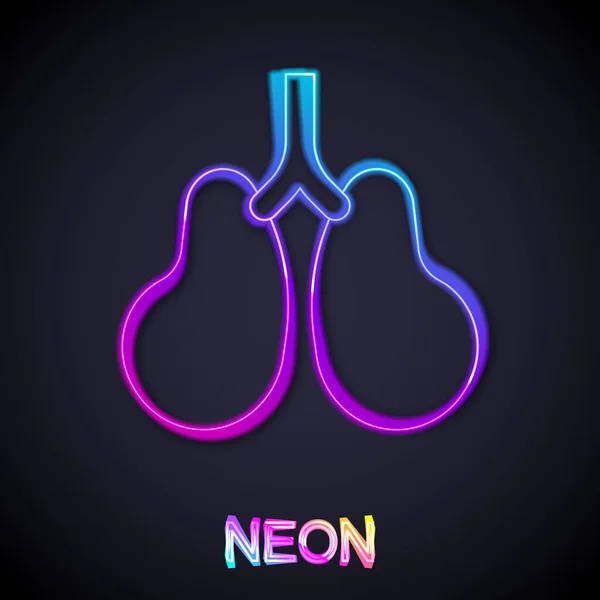 Világító neon vonal Tüdő ikon elszigetelt fekete háttér. Vektor — Stock Vector