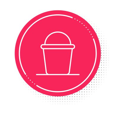 Beyaz çizgi Bucket simgesi beyaz arkaplanda izole edildi. Kırmızı daire düğmesi. Vektör
