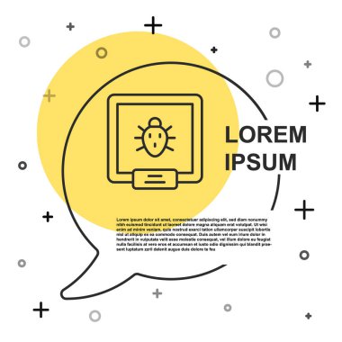 Siyah çizgi Colorado böceği ikonu beyaz arka planda izole edildi. Rastgele dinamik şekiller. Vektör