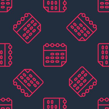 Kırmızı çizgi okul zaman çizelgesi simgesi siyah arkaplanda izole edilmiş. Vektör