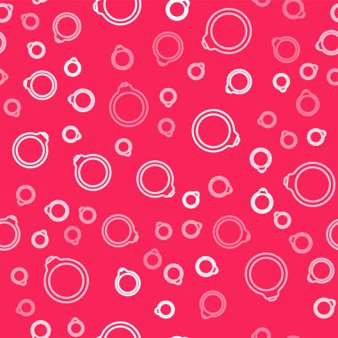 Beyaz çizgi Diamond nişan yüzüğü ikonu kırmızı arka planda kusursuz desen izole etti. Vektör